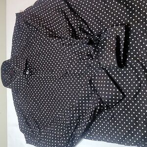 Leonardi black with cream polka dot French cuff dress shirt size 3XL